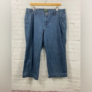 Eddie Bauer Capris Womens Plus Size 14 Blue Cropped High Rise Pants